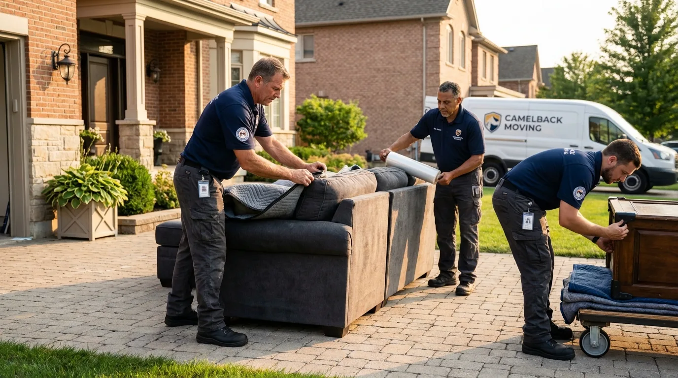 Large estate moving crew wrapping furniture in Antrim, NH